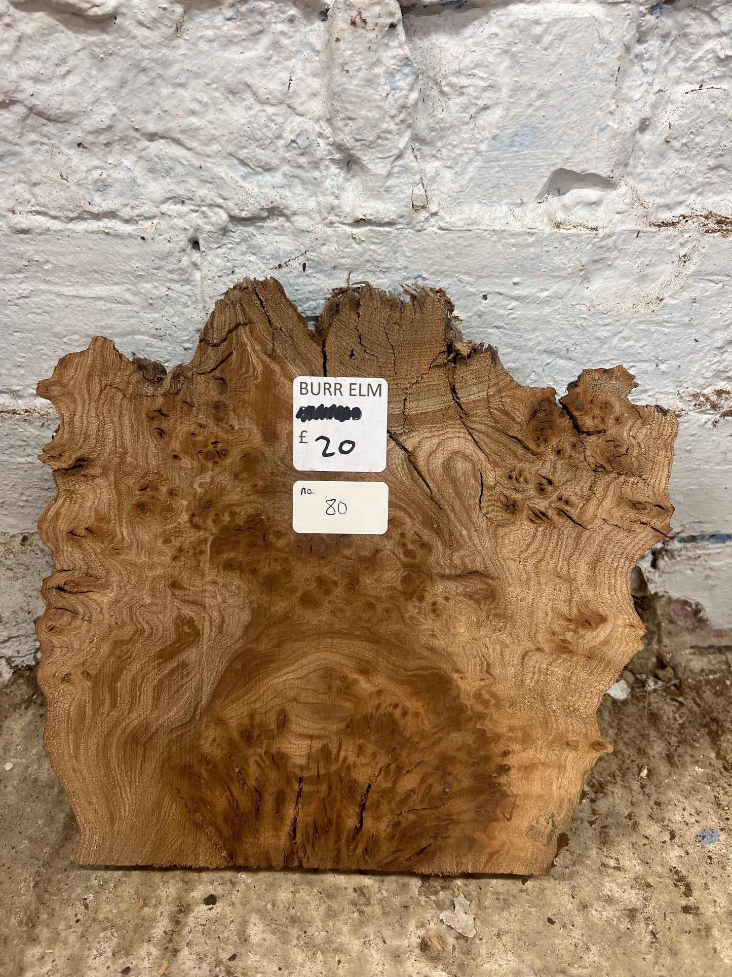 Burr Elm No 80 - 230x230x33mm Sawn