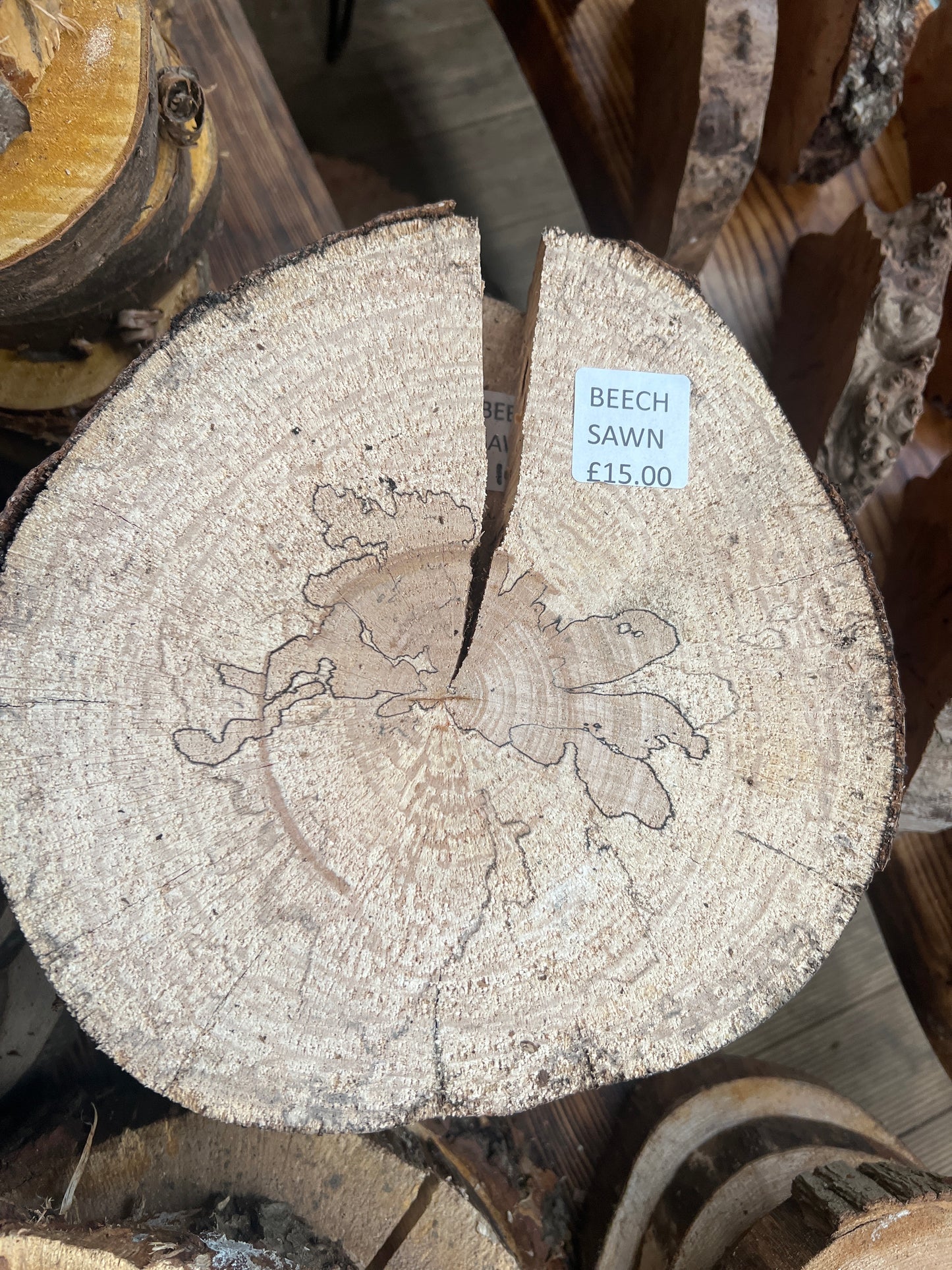 Spalted Beech Round No 232 - 290x300x50mm Sawn