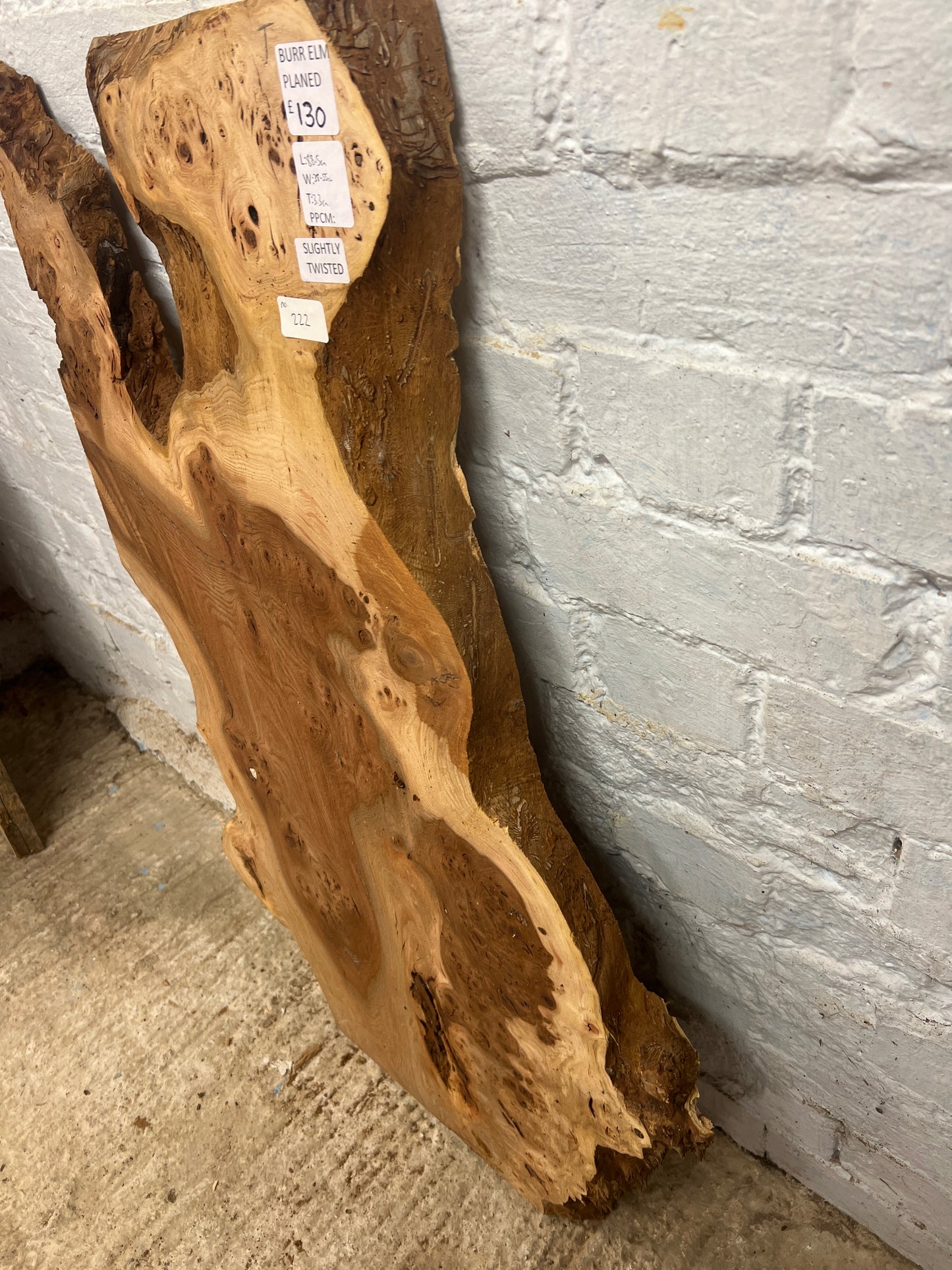 Burr Elm No 222 - 885x380-550x33mm Planed