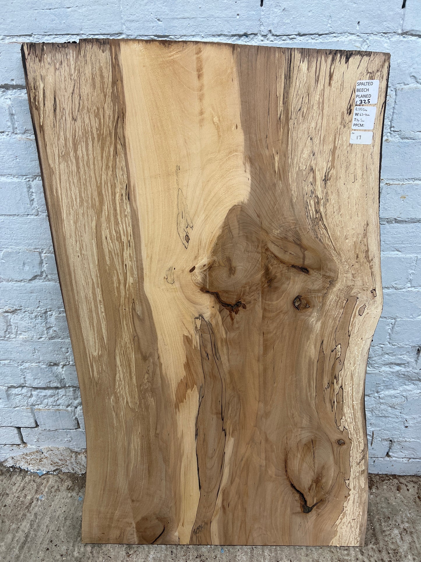 Spalted beech No 17 - 1135x630-710x45mm Planed