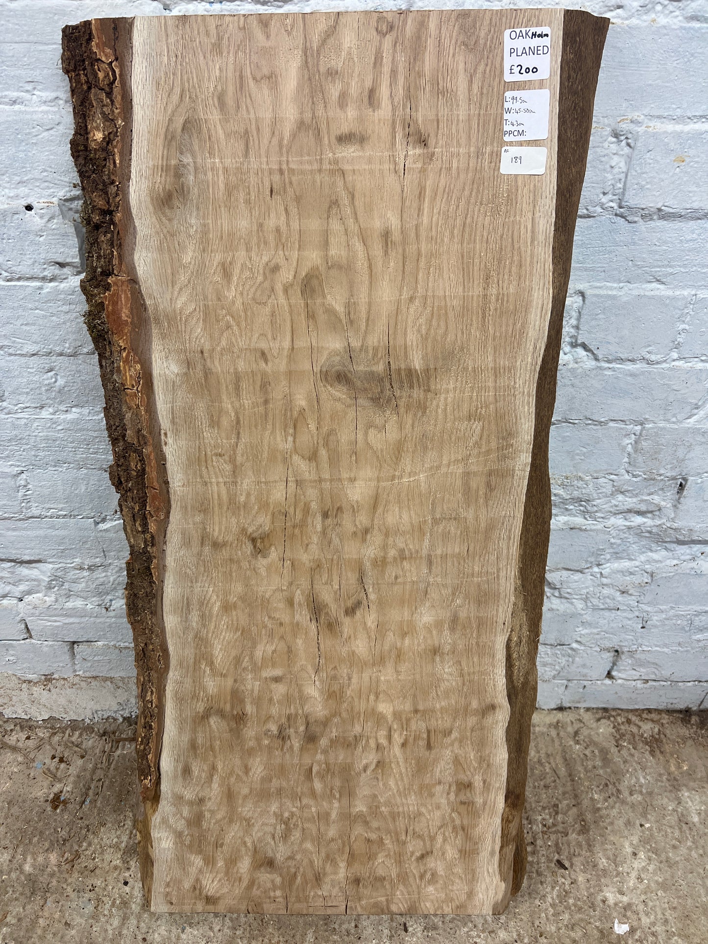Holm Oak No 189 - 995x450-500x43mm Planed