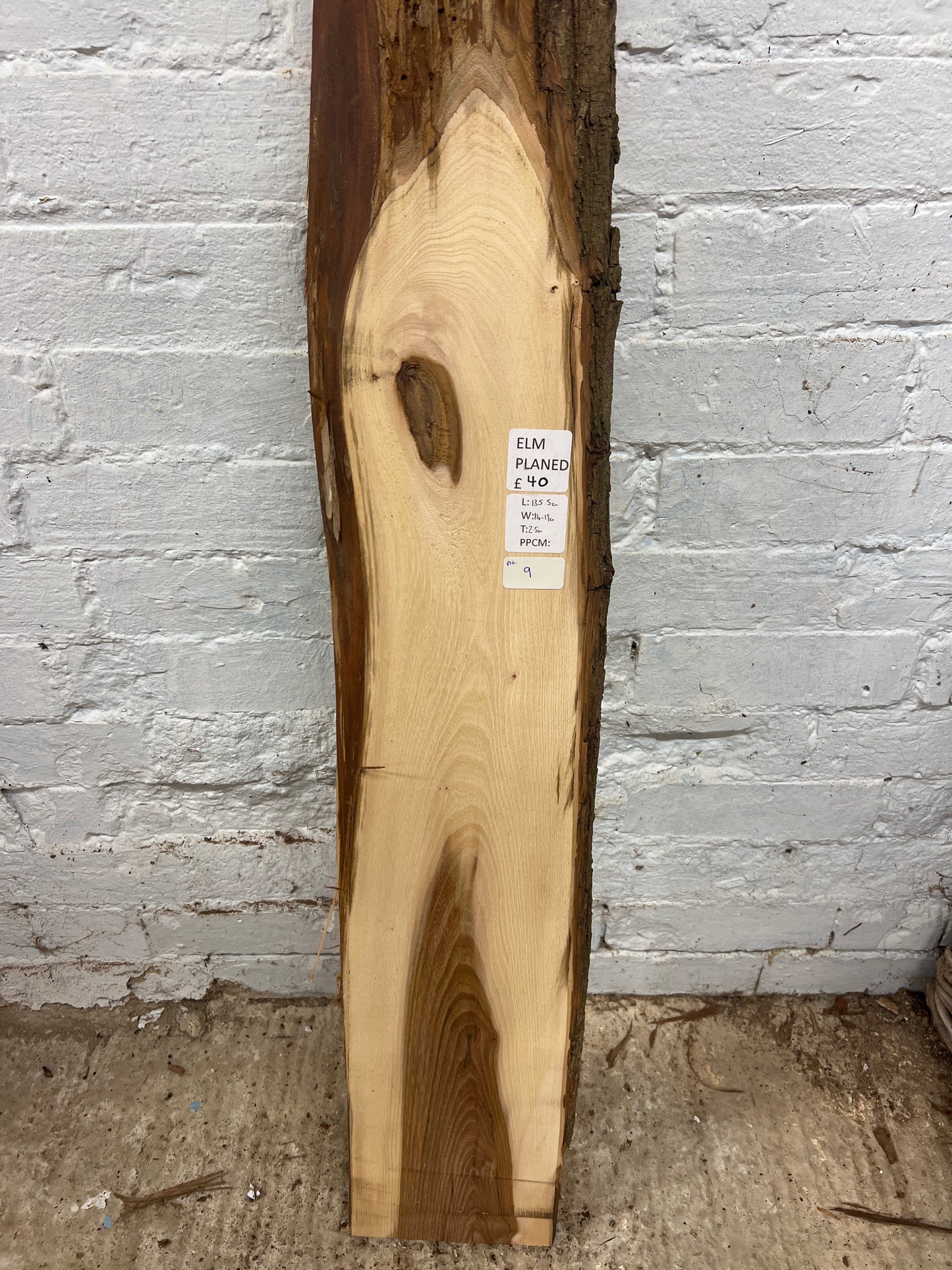 Elm No 9 - 1355x140-190x25mm Planed