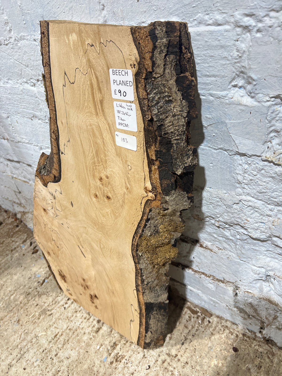Spalted Beech No 183 - 660x240-420x40mm Planed