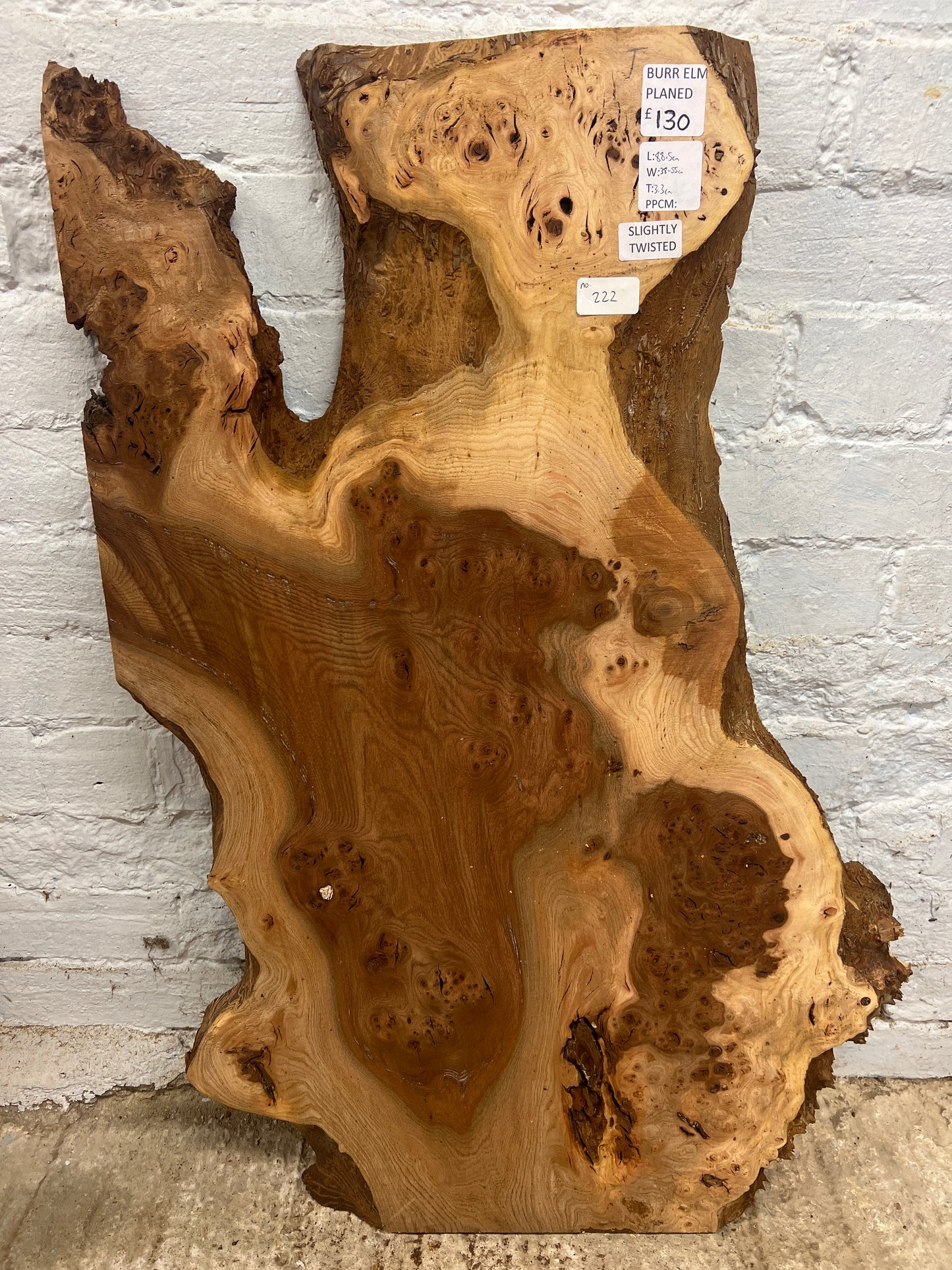 Burr Elm No 222 - 885x380-550x33mm Planed