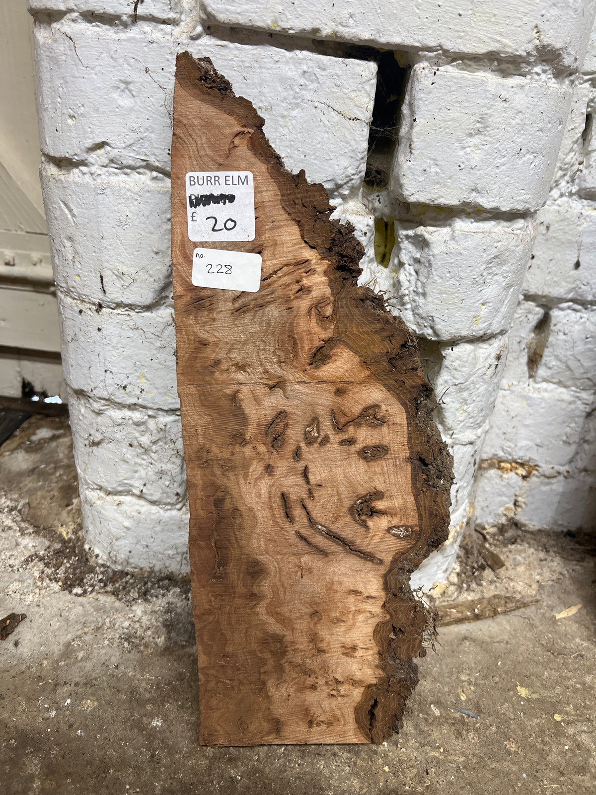 Burr Elm No 228 - 410x130-160x25mm Sawn
