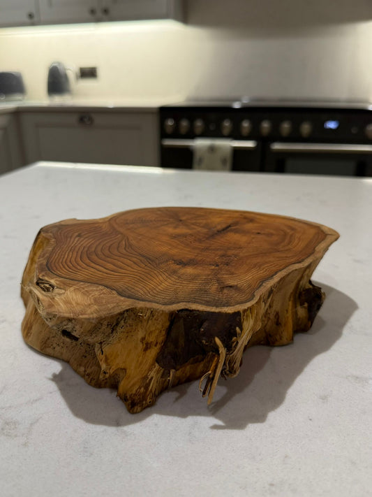 Solid English Yew Hand Made Kitchen table centrepiece Board Natural live edges