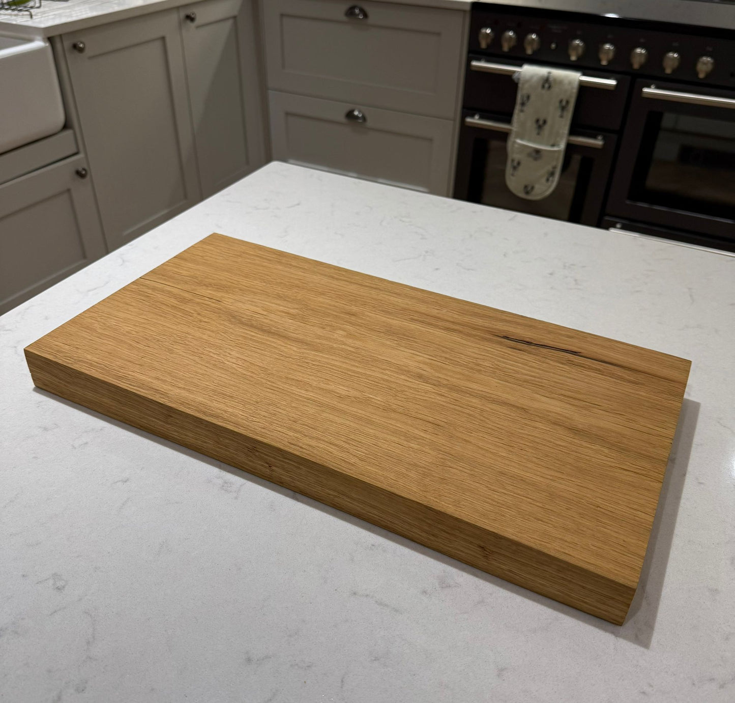 English Oak Hand Made Kitchen Chopping Serving Board with Straight Edges