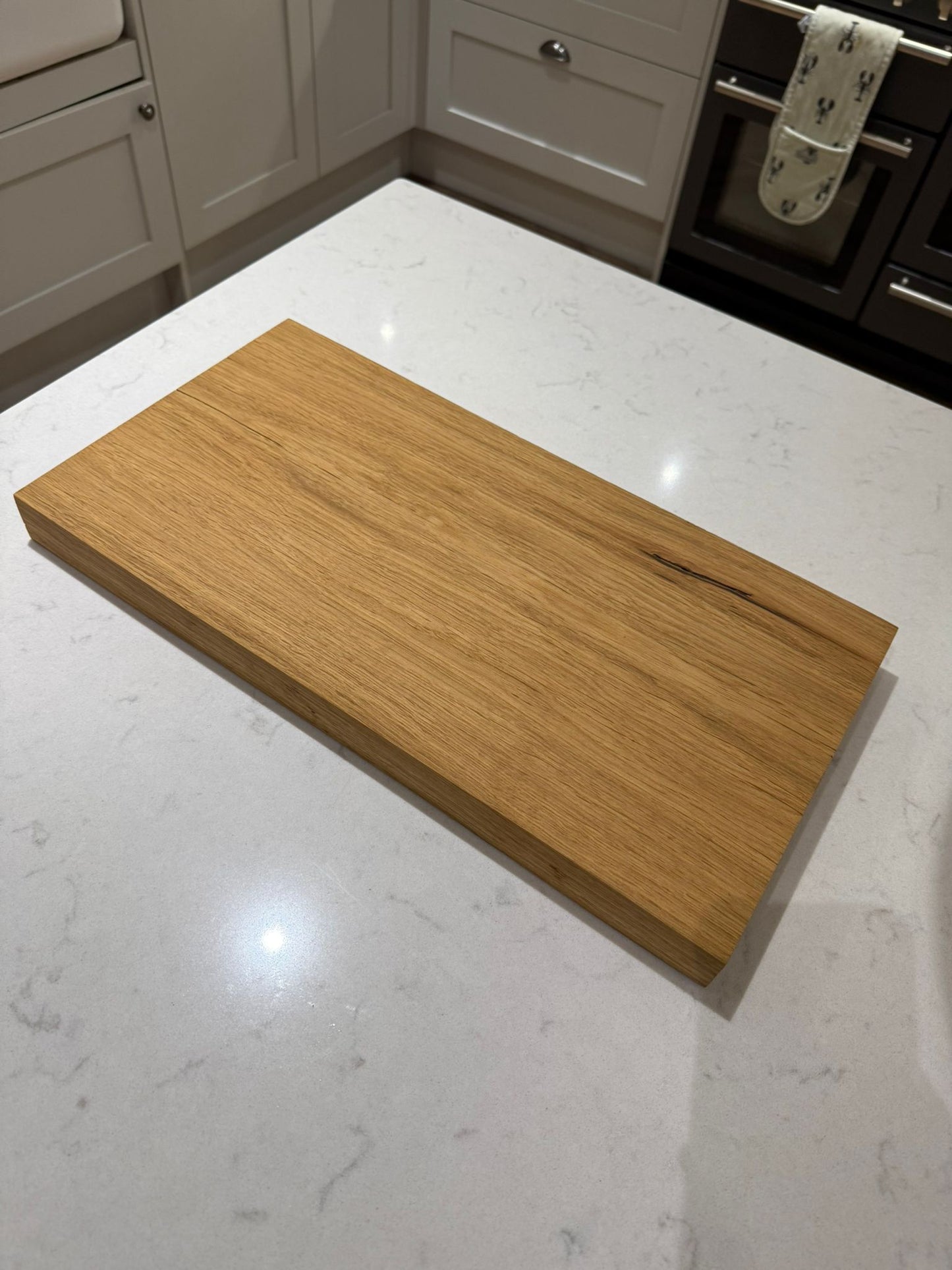 English Oak Hand Made Kitchen Chopping Serving Board with Straight Edges