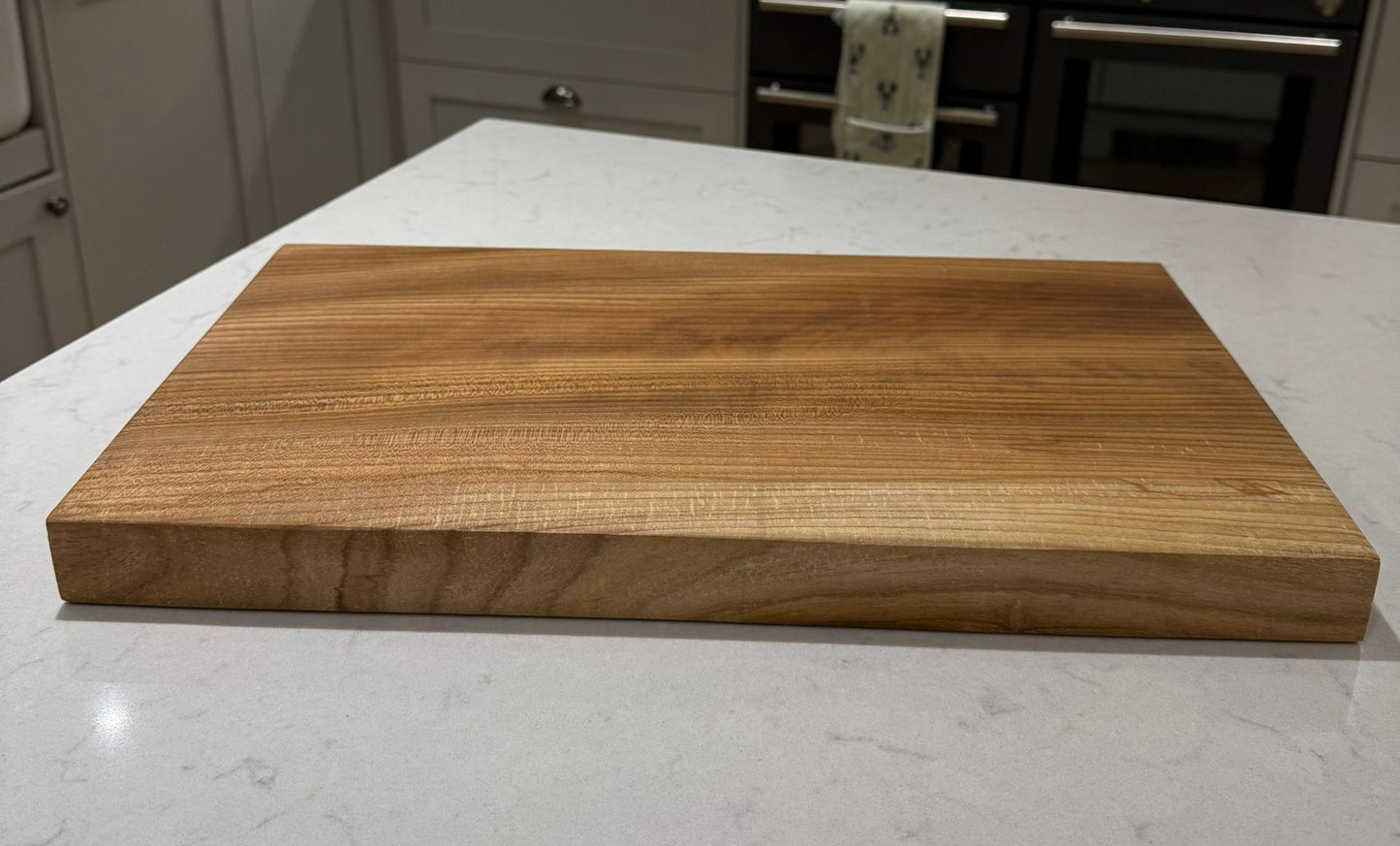 English Elm Hand Made Kitchen Chopping Serving Board with Straight Edges