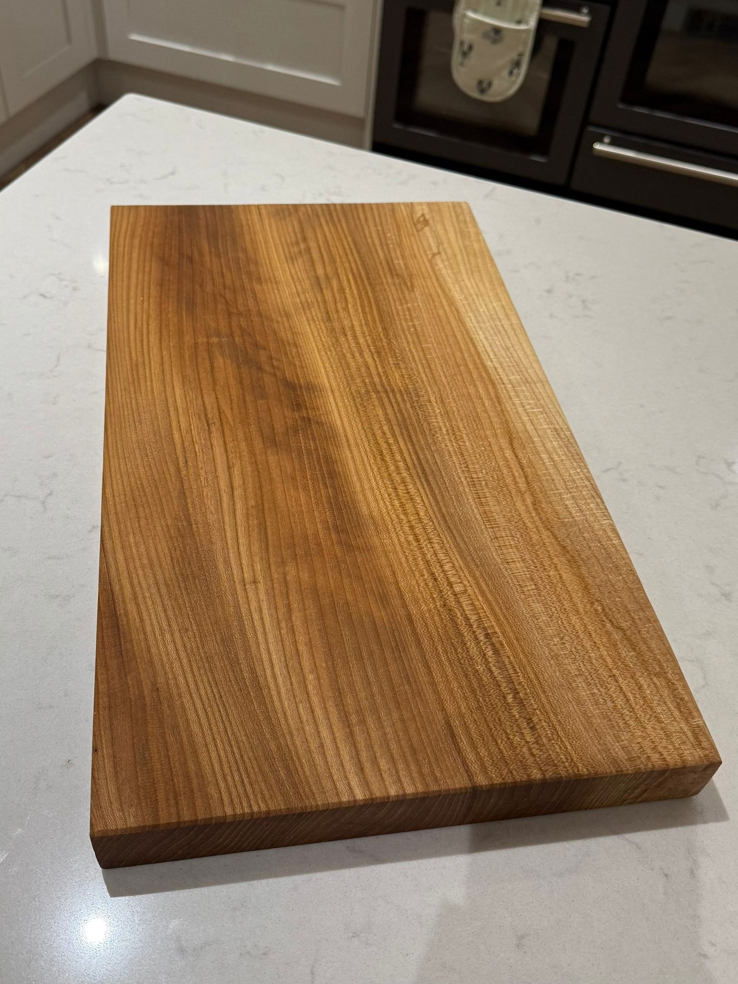 English Elm Hand Made Kitchen Chopping Serving Board with Straight Edges