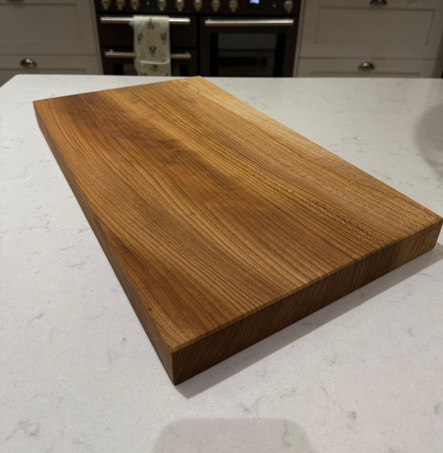 English Elm Hand Made Kitchen Chopping Serving Board with Straight Edges