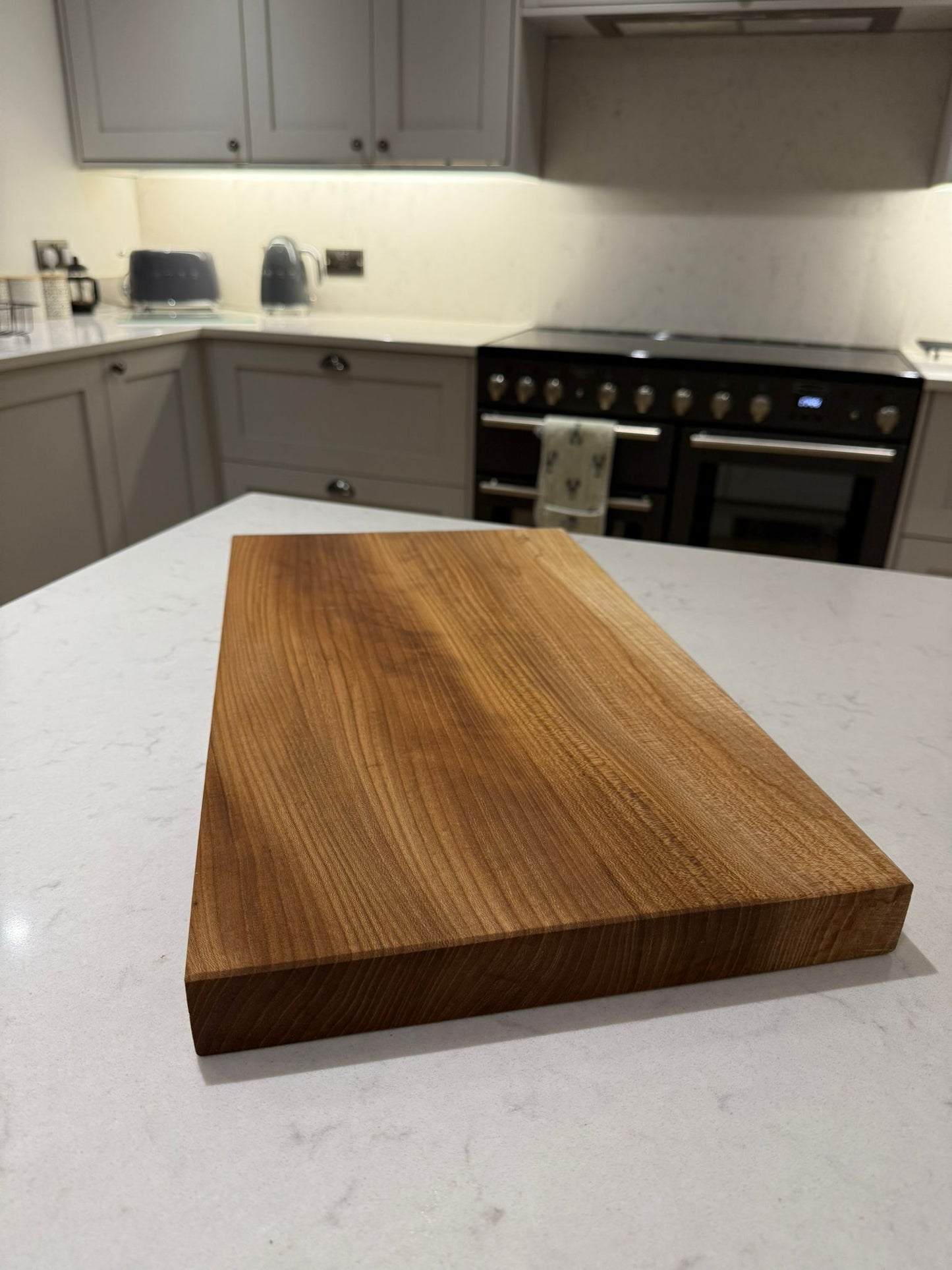 English Elm Hand Made Kitchen Chopping Serving Board with Straight Edges