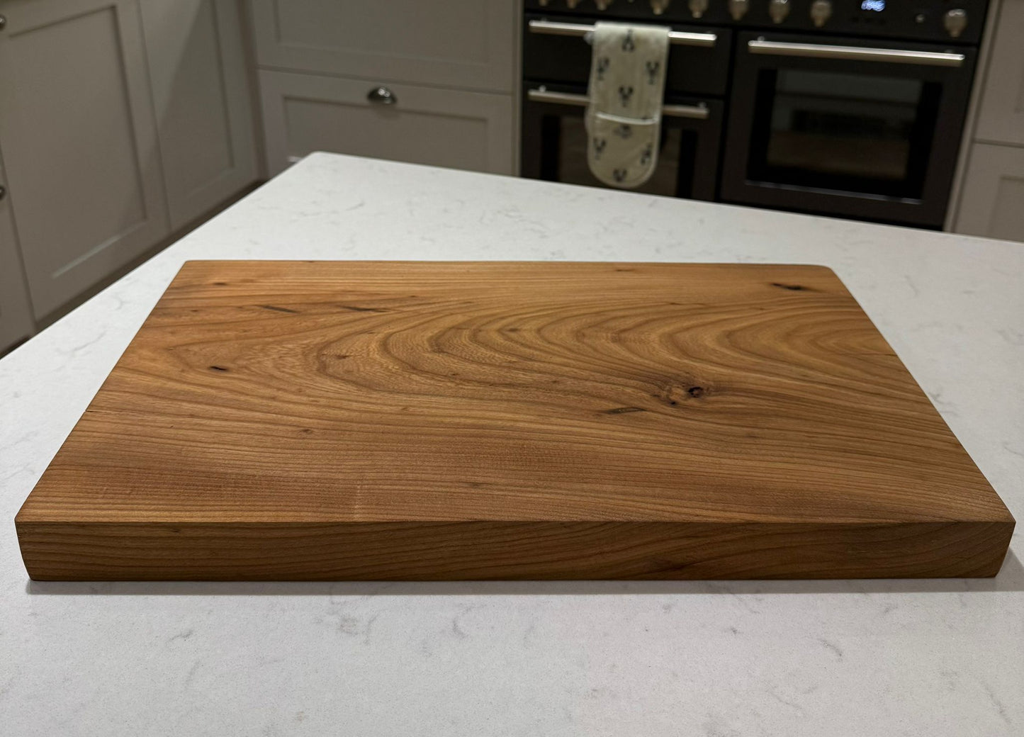 English Elm Hand Made Kitchen Chopping Serving Board with Straight Edges