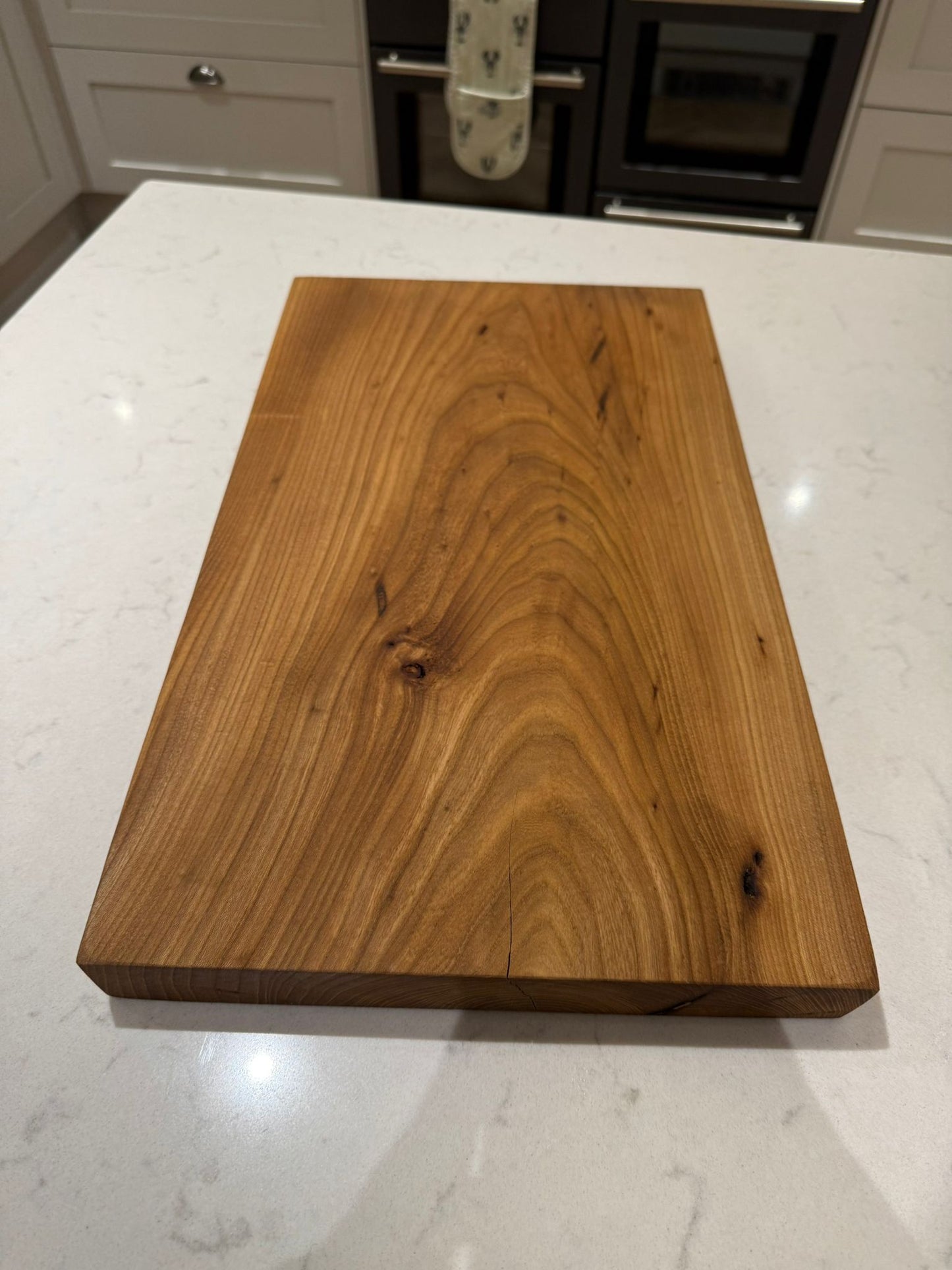 English Elm Hand Made Kitchen Chopping Serving Board with Straight Edges