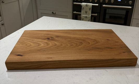 English Elm Hand Made Kitchen Chopping Serving Board with Straight Edges