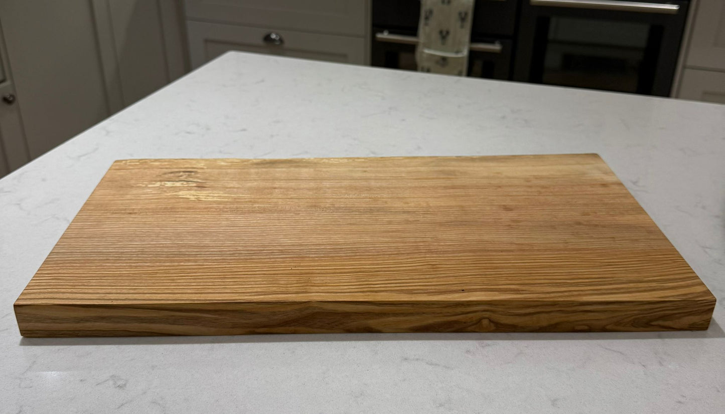 Spalted Ash Hand Made Kitchen Chopping Serving Board with One Natural Edge