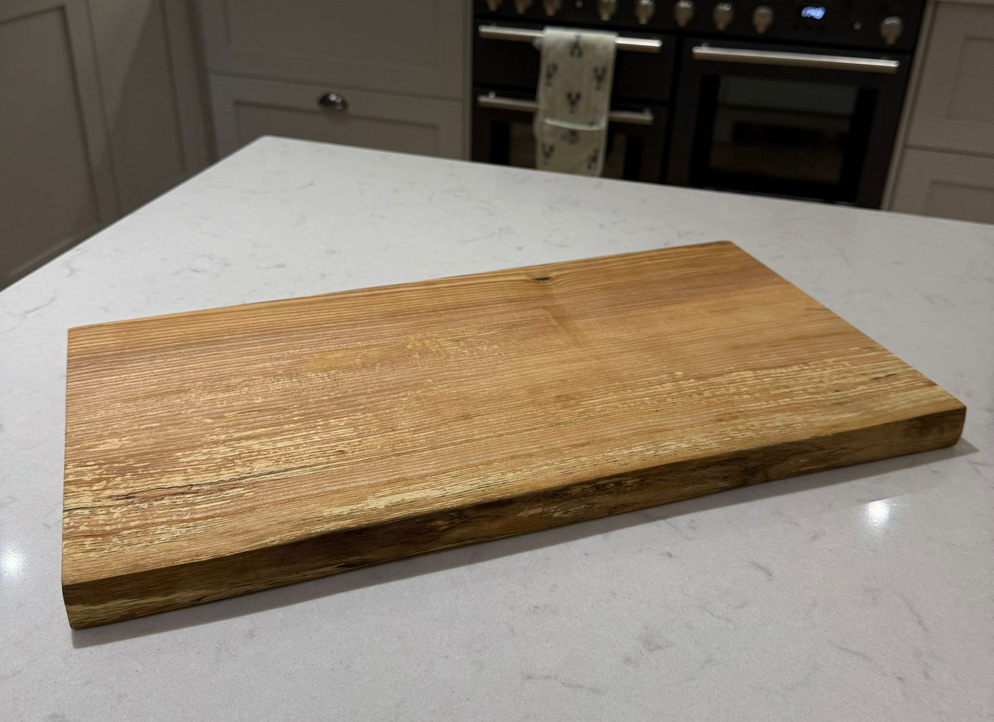 Spalted Ash Hand Made Kitchen Chopping Serving Board with One Natural Edge