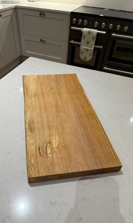Spalted Ash Hand Made Kitchen Chopping Serving Board with One Natural Edge
