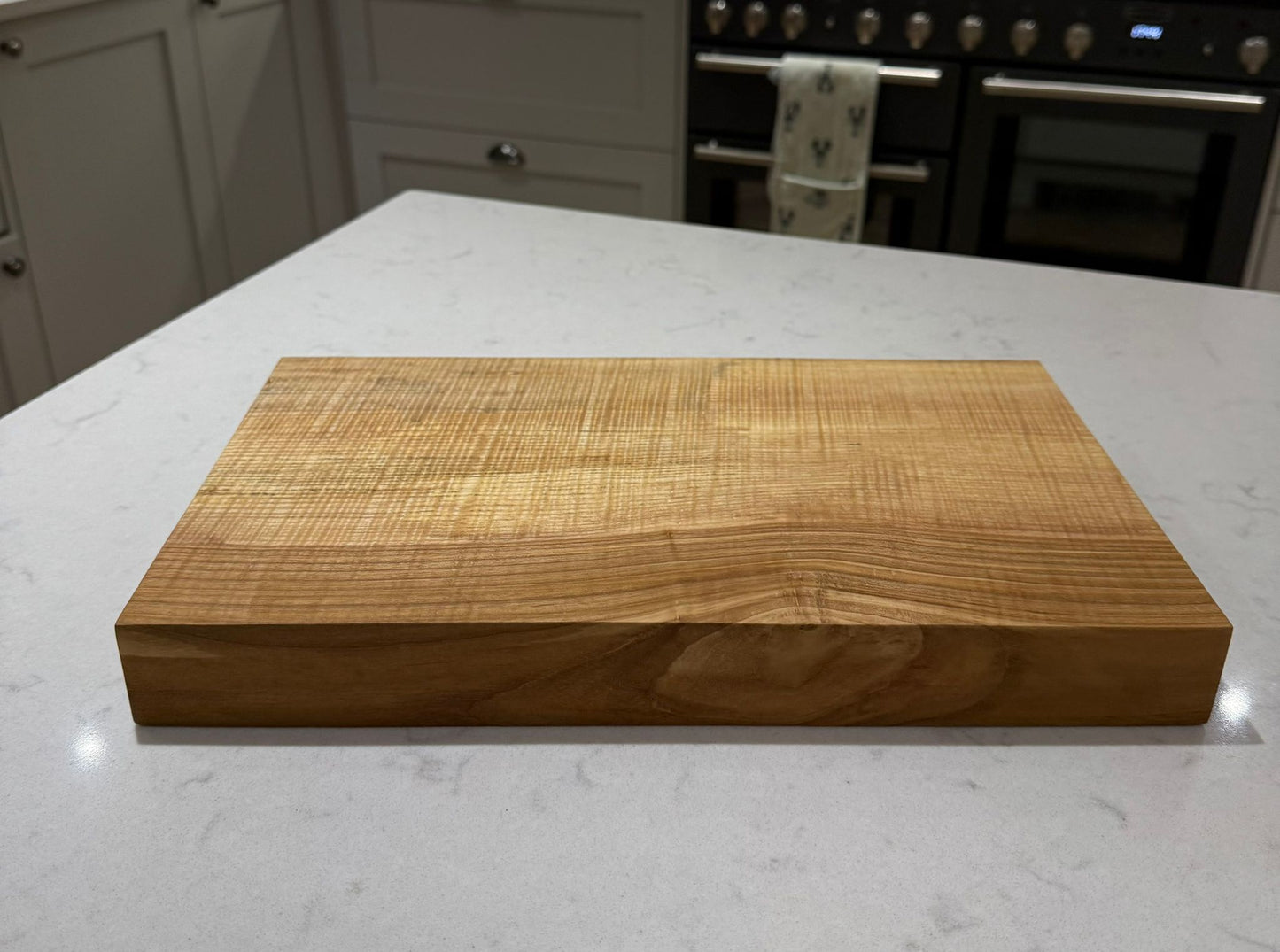 Rippled Ash Hand Made Kitchen Chopping Serving Board with One Natural Edge