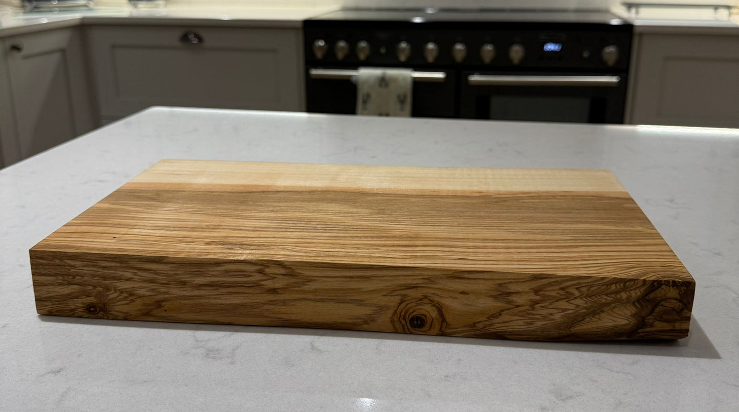 Black Ash Hand Made Kitchen Chopping Serving Board with One Natural Edge