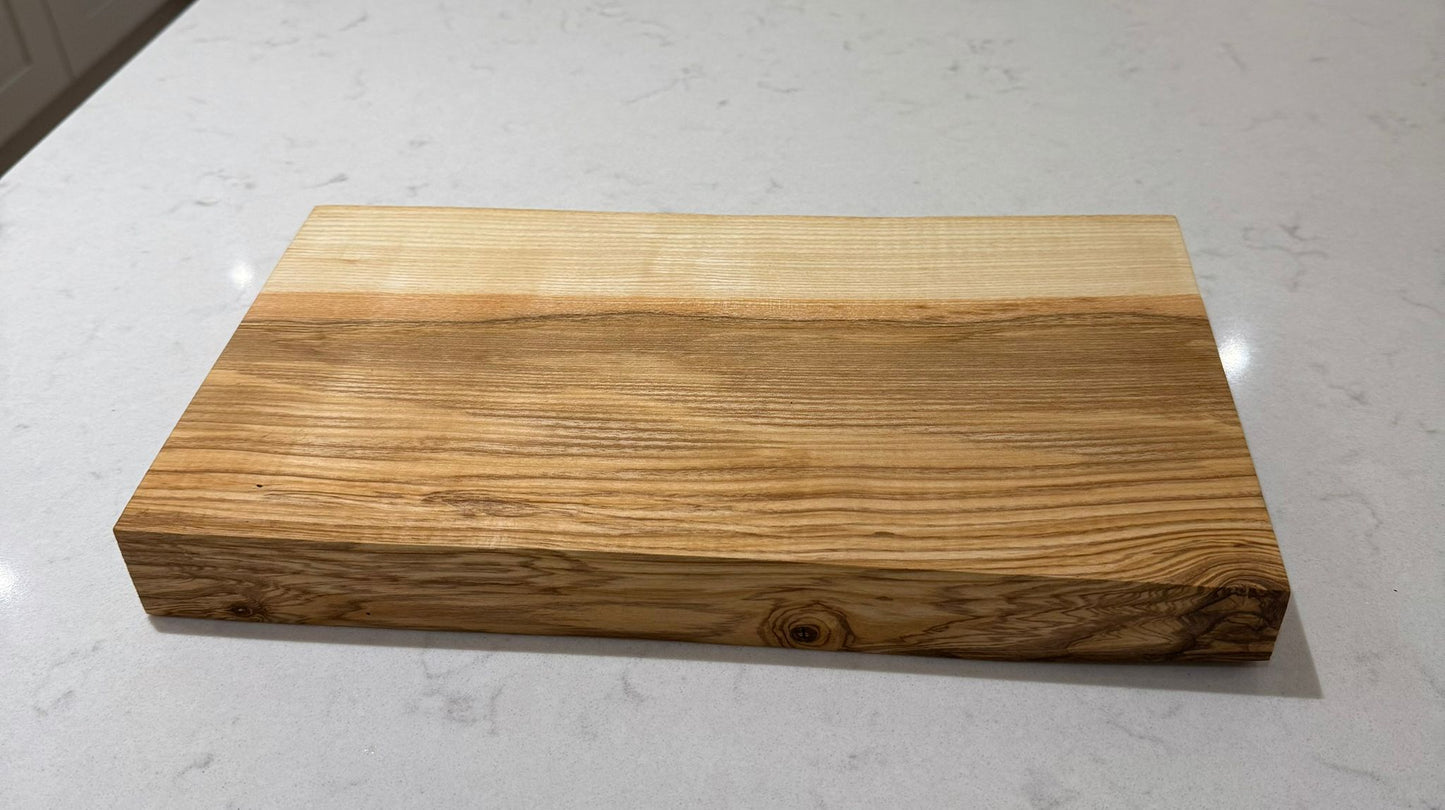 Black Ash Hand Made Kitchen Chopping Serving Board with One Natural Edge